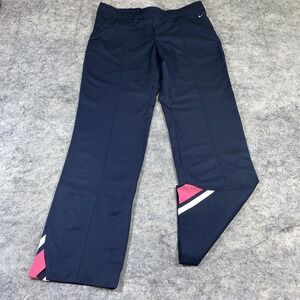 Nike Track Pants Women's Large‎ Navy Blue Mid Rise Pockets Drawstring Elastic